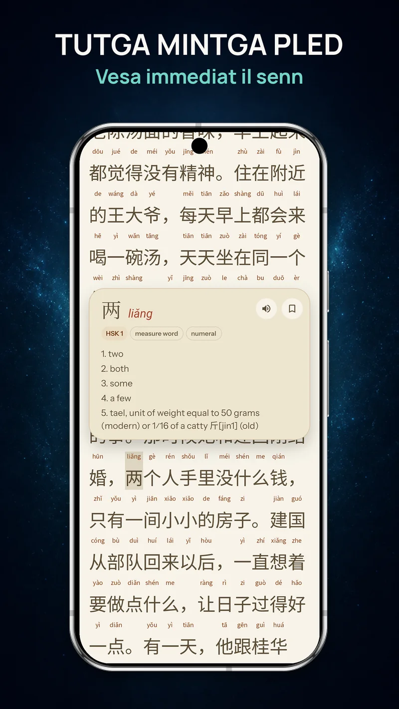 Tschertga d’in pled chinais cun pinyin e definiziuns englaisas